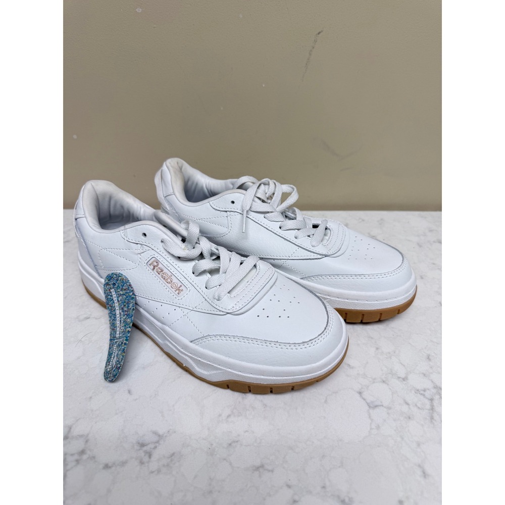 Reebok Club C Double Geo Womens 7.5 White Gum Platform Sneakers AR30184W-WCZ
